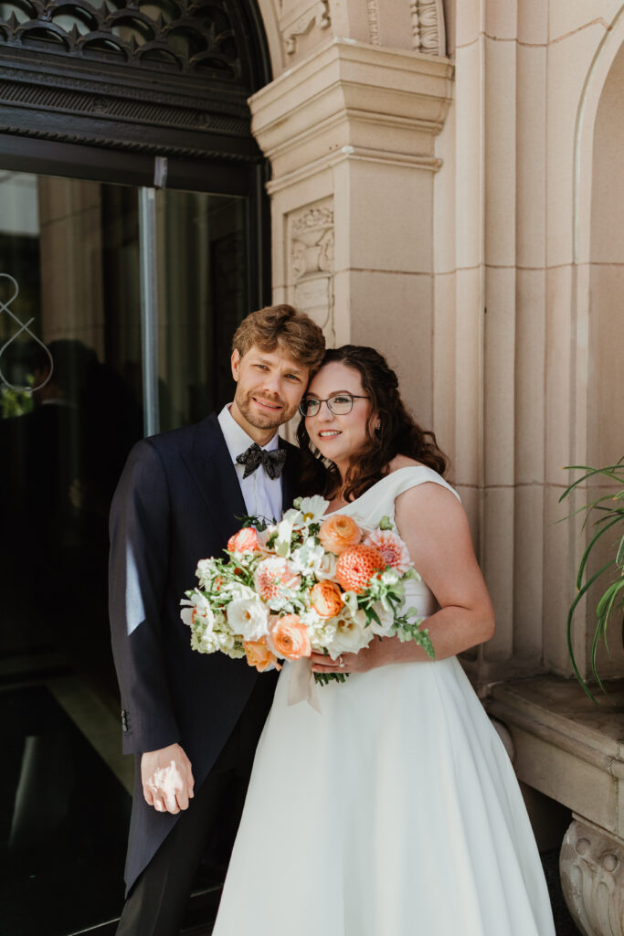 Bridal portrait of bride in her a-line gown bought from Charlotte's Weddings Bridal Boutique in Portland OR