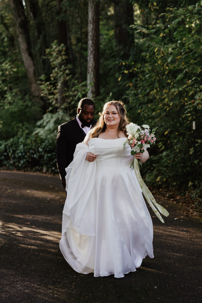 Plus sized bride photographed in her beautiful wedding dress