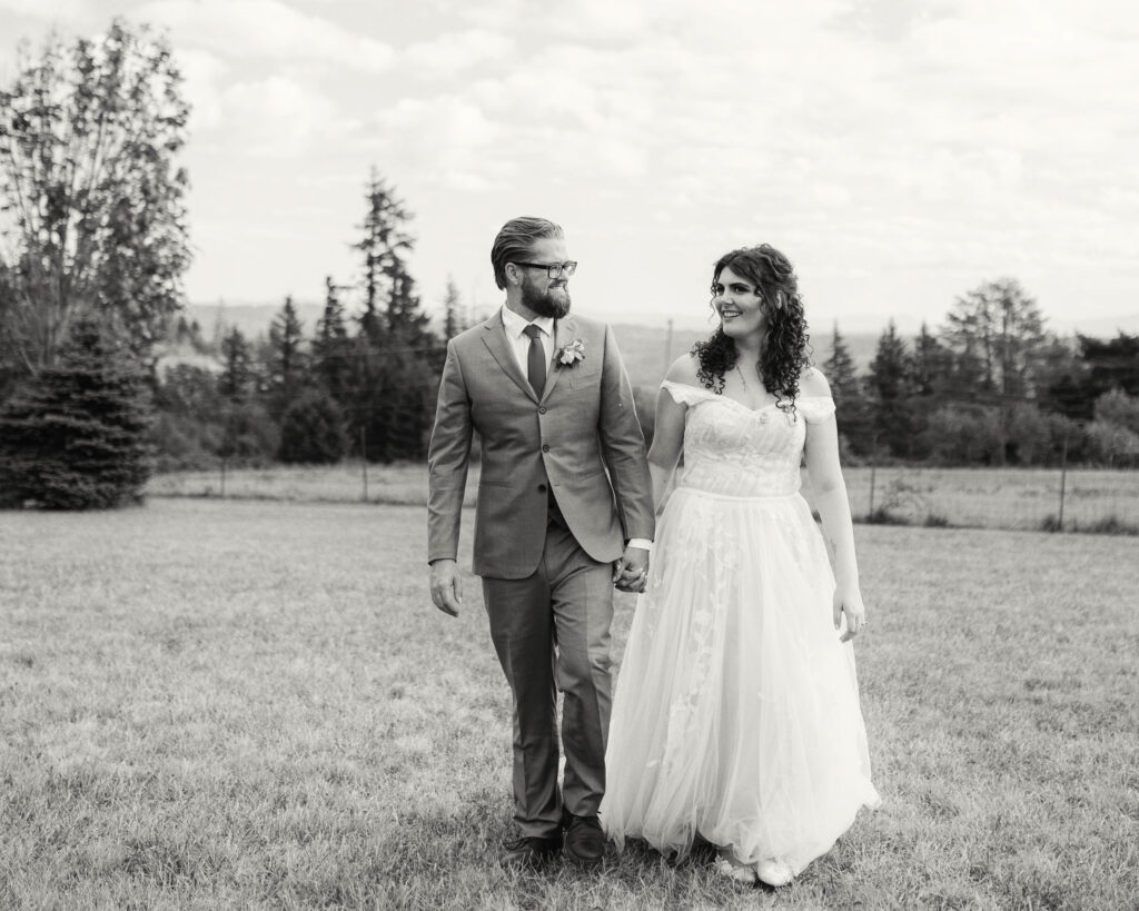 Lindsey and Hunter Wickert on their wedding day, the husband-and-wife team behind The Wickerts' Photography in Vancouver, WA
