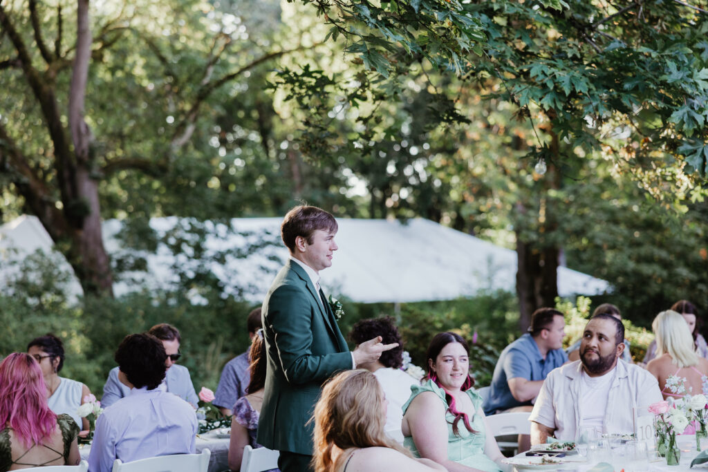 Wide reception detail shot of garden party setup at Deepwood Museum and Gardens — Salem Oregon wedding