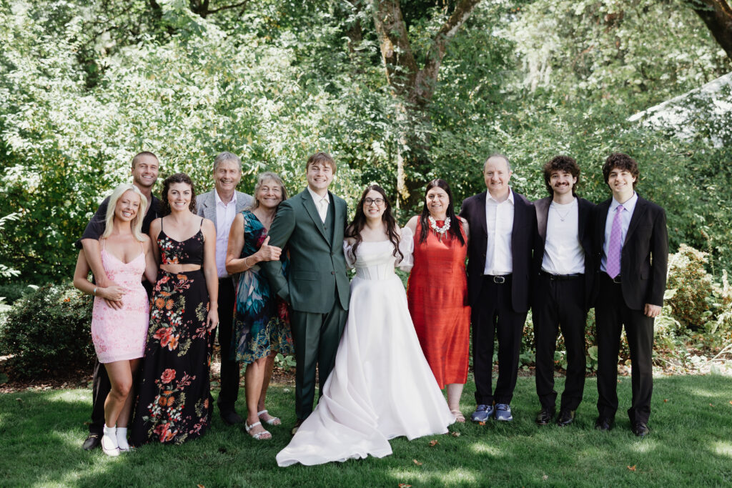 Wedding party portraits in the gardens at Deepwood Museum and Gardens in Salem, Oregon